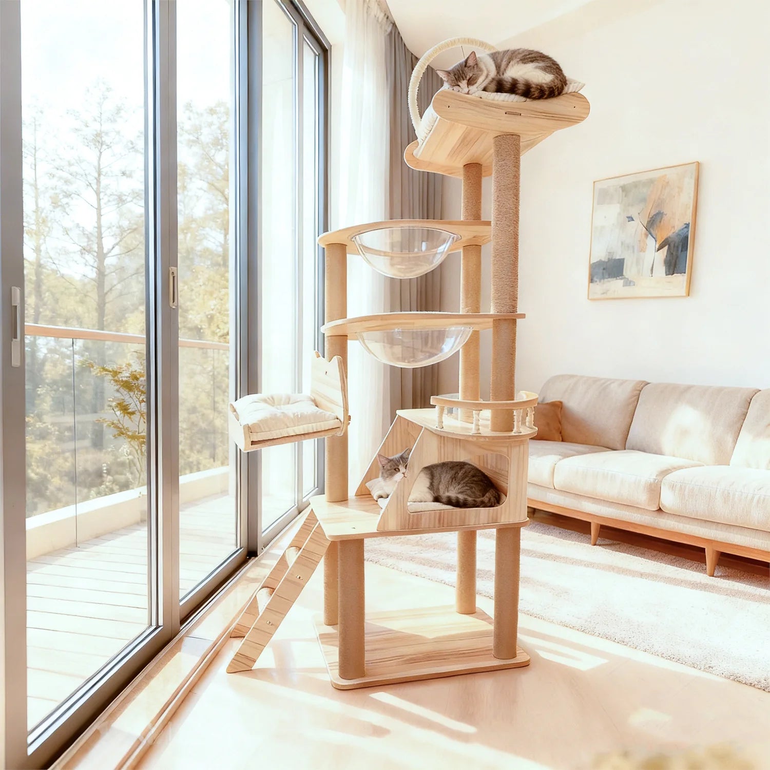Arbre à chat multi-niveaux avec maison – Espace de jeu & repos