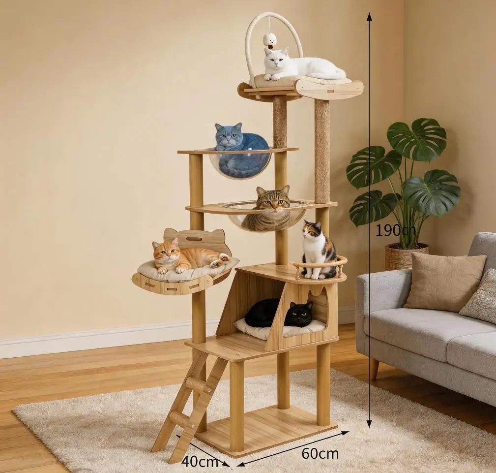 Arbre à chat multi-niveaux avec maison – Espace de jeu & repos